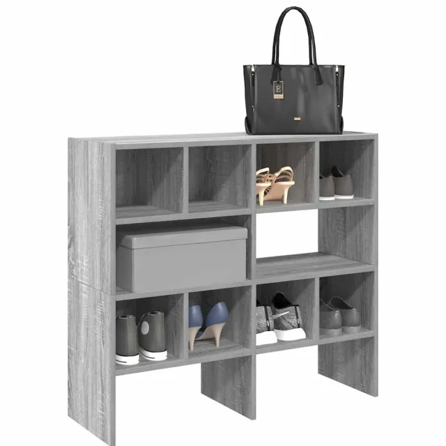 vidaXL Schoenenrekken 2 st stapelbaar 89,5x30x40 cm grijs sonoma eiken