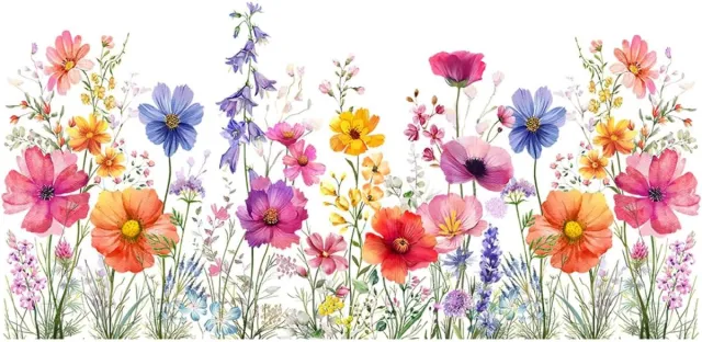 Vixson Bloemen Raamstickers - 30x60 cm - Statisch Hechtend & Herbruikbaar - Dubbelzijdige Print - Kleurrijke Raamdecoratie Lente/Zomer - Kleurrijke bloemen - FLORASTIK