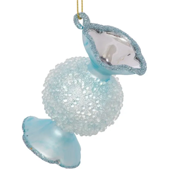 Feeric lights & Christmas Hangende versiering in de vorm van een snoepjesboom, van roze en blauw glas, 8 cm Bleu