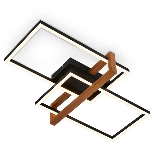 B.K.Licht BRILONER - Plafondlamp - 3776015 - Warm wit 3000K - Houttoepassing - 34W - 3800 lm - 50,5 x 31,5 x 11 cm - Zwart hout