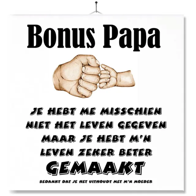 MC Living Tegel Met Opdruk | Bonus Papa | Cadeau | Inclusief Geschenkdoos | Standaard | Ophangsysteem Multi-Color