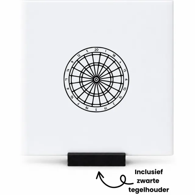 Hacebo Dartbord tegeltje met tegelhouder - Dartbord - Beste darter ooit - tegeltjes met tekst - Darter - dartpijlen - Leuk cadeau voor een darter - hobby - iemand die darten leuk vindt - spreuktegels - 10.8x10.8 CM Wit