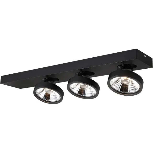 Fantasia Aeon opbouw plafondspot met 3 x AR111 12W LED, 3 x 1386 lumen, 2700K warm wit, dimbaar, zwarte poedercoating, 580 x 150 x 120 mm