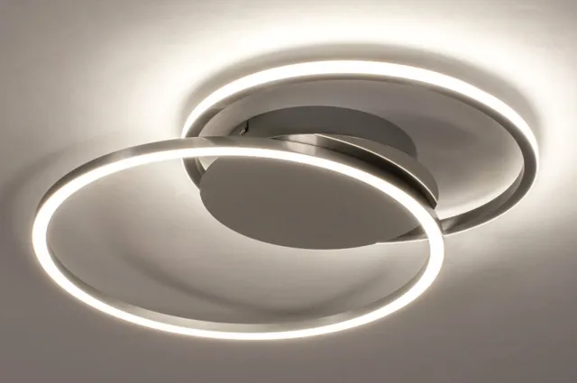 Lumidora Plafondlamp 74231 - Plafonniere - CUZCO - 2 Lichts - Ingebouwd LED - 24.0 Watt - 2400 Lumen - 2700 Kelvin - Zilvergrijs - Kunststof - Met dimmer - Badkamerlamp