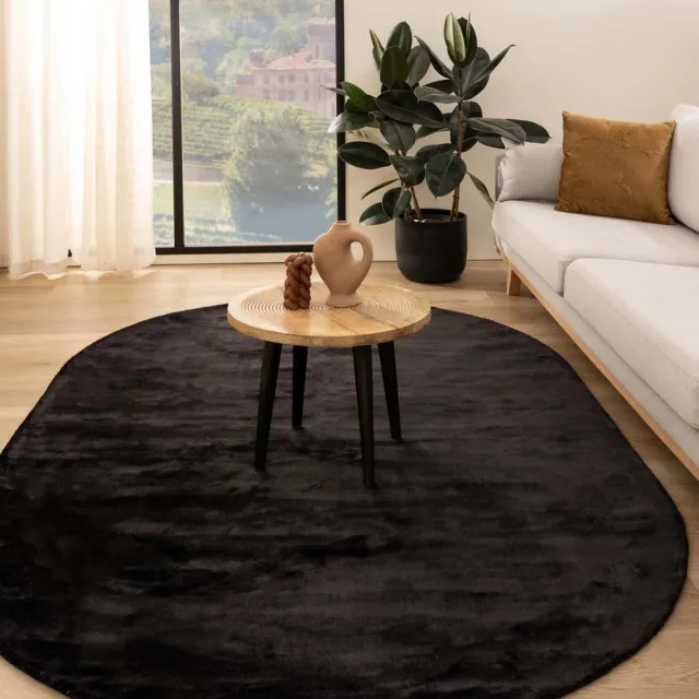 Paon Brillant Viscose vloerkleed ovaal - Pearl zwart 250x360