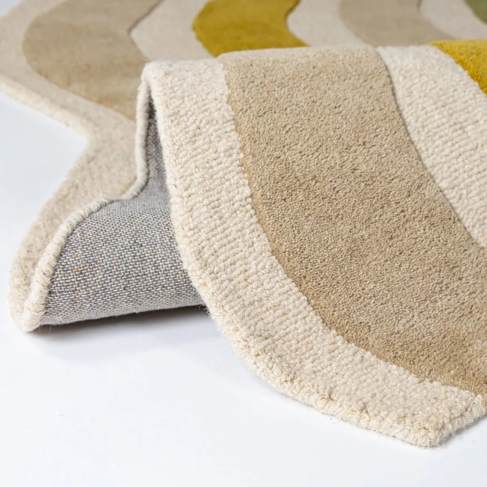 Flair Rugs Cascade Wool Scallop wollen vloerkleed beige, foto 4