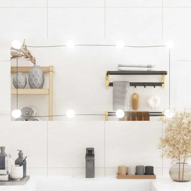 vidaXL Wandspiegel met LED's rechthoekig 40x80 cm glas Zilver