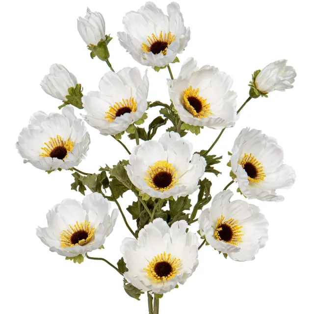 My Ninki ® Kunstmatige Klaprozen voor Stijlvolle Huisdecoratie, Set van 3, Realistische Bloemen voor Elke Ruimte en Gelegenheid wit