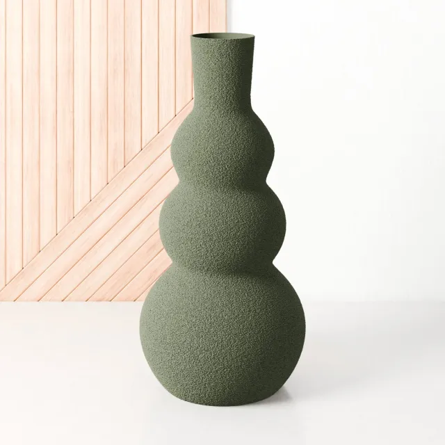 Fleuriek Grote vaas Groen - H40 cm - Hoge bolvaas voor binnen of als decoratieve bloemenvaas, gekleurde ronde vaas van bio-kunststof - Vaas structuur