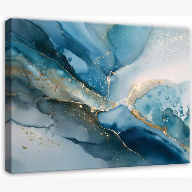 WALLARENA Schilderij op canvas - 100x70 cm - marmer abstract glamour goud - Geschikt voor slaapkamer en salon Veelkleurig