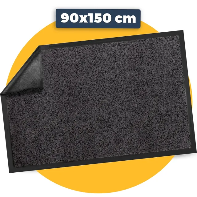 Pasper Deurmat binnen droogloopmat - 90 x 150 cm - Antraciet - 100% recycled - Gemaakt in België - Wasbaar - deurmatten Grijs - met boord
