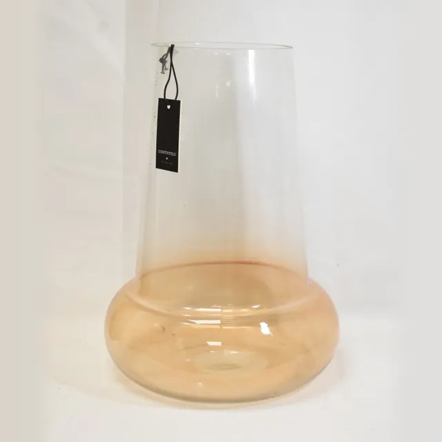 Countryfield XL Vaas - glas - 2 kleurig - helder - licht bruin - H35 x Ø 25 cm - opening Ø 14 cm