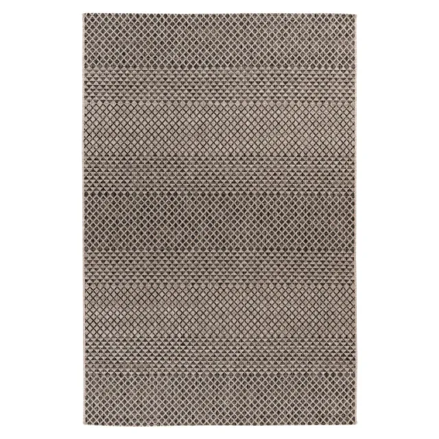 Padiro design laagpolig vloerkleed 80 x 150 cm - donkerbeige - geometrisch stippenpatroon - voor vloerverwarming - van polypropyleen