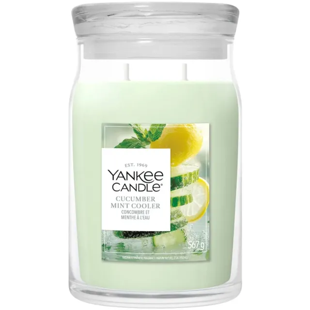 Yankee Candle Cucumber Mint Cooler Large Jar Geurkaars - 90 branduren - twee lonten Groen