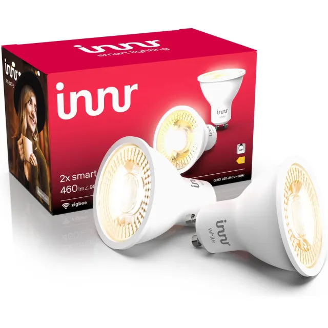 innr smart GU10 LED lamp - geschikt voor Philips Hue - Zigbee LED spot - warm white - slimme lamp - dimbaar - 460 lumen - 2 pack