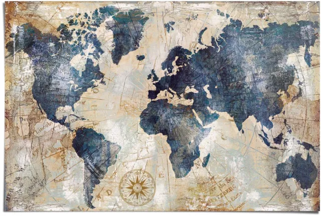 Reinders Poster Wereldkaart - 61 x 91,5 - Papier - REINDERS Bonte kleuren