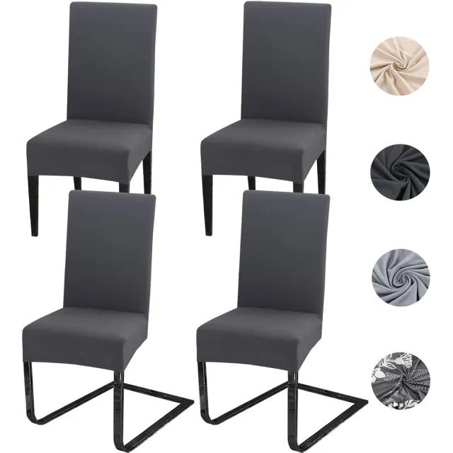 Ibenzoa Veelzijdige Stretch Stoelhoezen Set voor Eetkamer, Feest en Restaurant Decoratie in Neutrale Kleuren antraciet