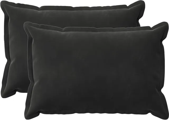 vidaXL Dekenkussen - 2 - st - HOUTEN - Zwart - 50 - x - 70 - cm - fluweel