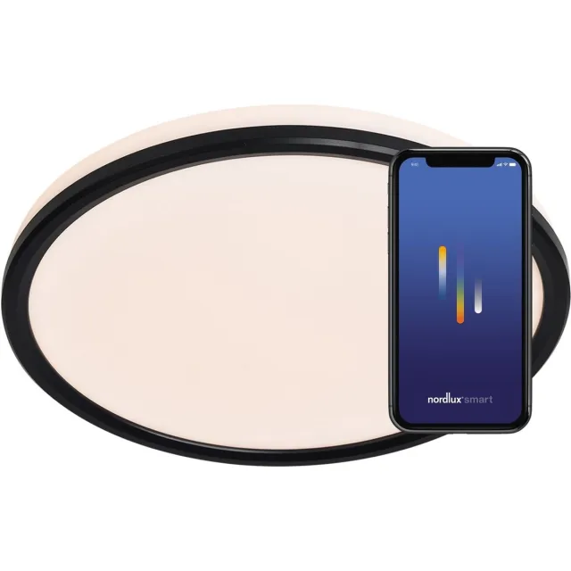 Nordlux Liva-plafondlamp-smart-2700 6500K+RGB-IP44-zwart