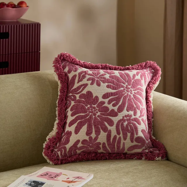 NOUS Living sierkussenhoes Rosadea (50x50 cm) roze/crème