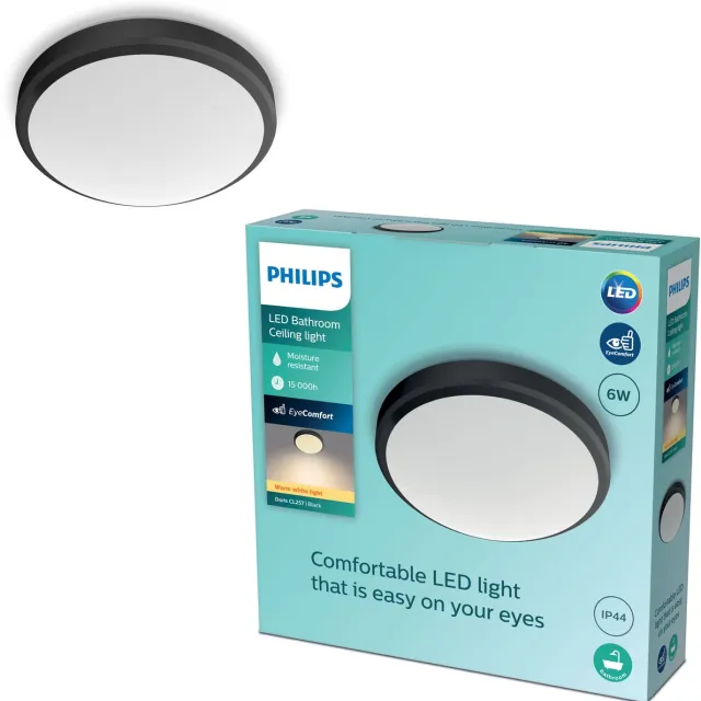 Philips Plafondlamp Doris Zwart Ø22cm 6w