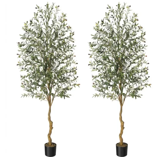Triumpunpre Kunstmatige Olijfboom 180 cm Hoog, Nep Zijden Olijfbomen voor Decoratie in Huis, Kantoor en Woonkamer, Binnen Nep Potboom met Natuurlijke Houten Stam en Levensechte Vruchten Groen