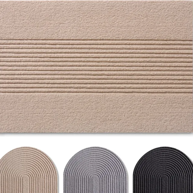 Blumtal Japandi Deurmat - Anti-slip - Polyester 70 x 120 cm - Beige - Gestreept Beige Gestreept
