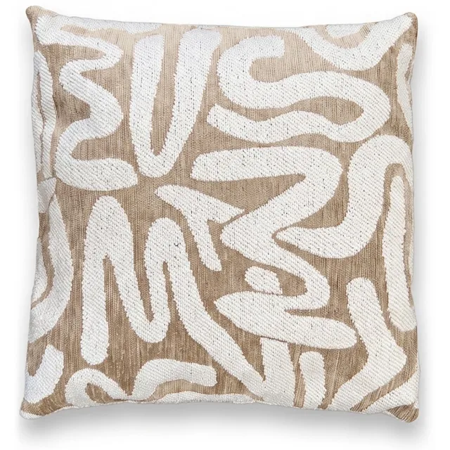 Woonexpress Sierkussen Sari Beige Crème | Organisch Patroon | Zacht Comfort Beige/Creme
