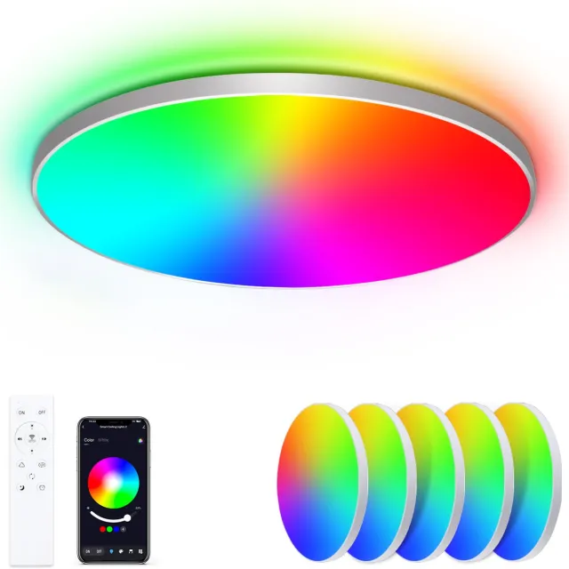 Oraymin 5x RGB LED Plafondlamp - Afstandsbediening - 24W 2400LM - Ø30cm Wit