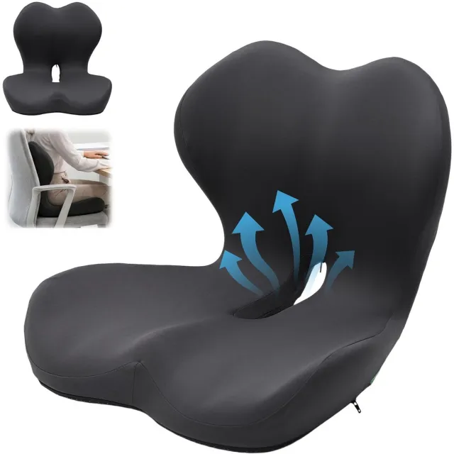 Duraxl Zitkussen - Traagschuim - Ergonomisch - Antislip Grijs