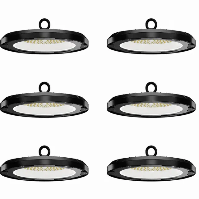 HOFTRONIC Set van 6 - Eris LED High Bay UFO - 200 watt - 28.000 lumen (140lm/W) - 4000K neutraal wit - IP65 waterdicht - IK08 - Flikkervrij Zwart