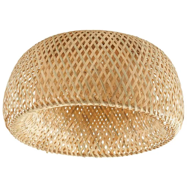 Lindby plafondlamp - 1licht - Bamboe - H: 25.5 cm - E27 - Licht hout, chroom