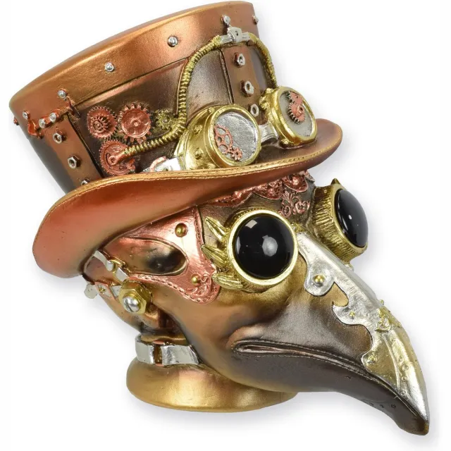 decostore Steampunk vogelkop SP17909 - A RESIN STEAMPUNK FIGURINE OF THE PLAGUE DOCTOR - materiaal polyresin - Decoratie de pest arts goud brons bruin