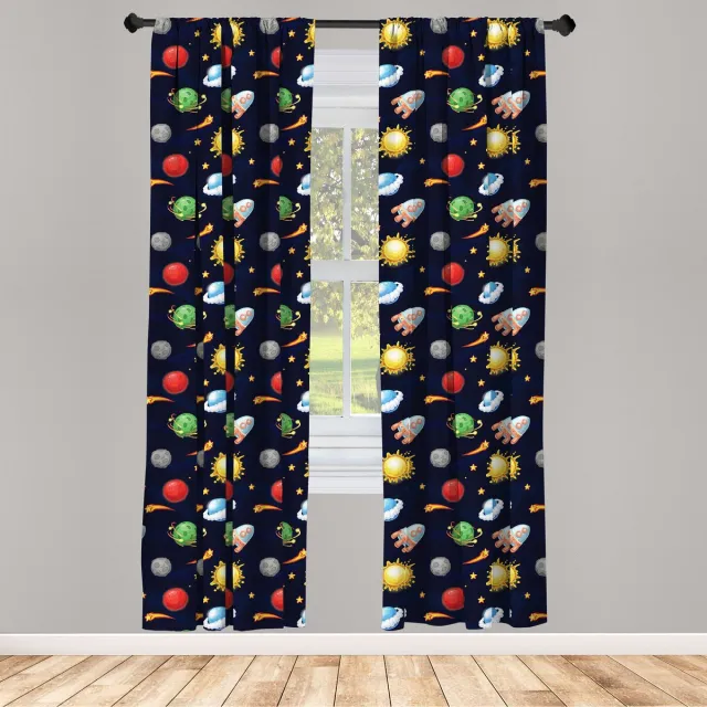 ABAKUHAUS Platz – Cosmos raamgordijnen – 2x75x175 cm – Veelkleurig Mehrfarbig