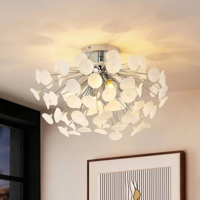 Lindby plafondlamp - 4lichts - ijzer, kunststof - H: 34 cm - E14 - chroom, frost