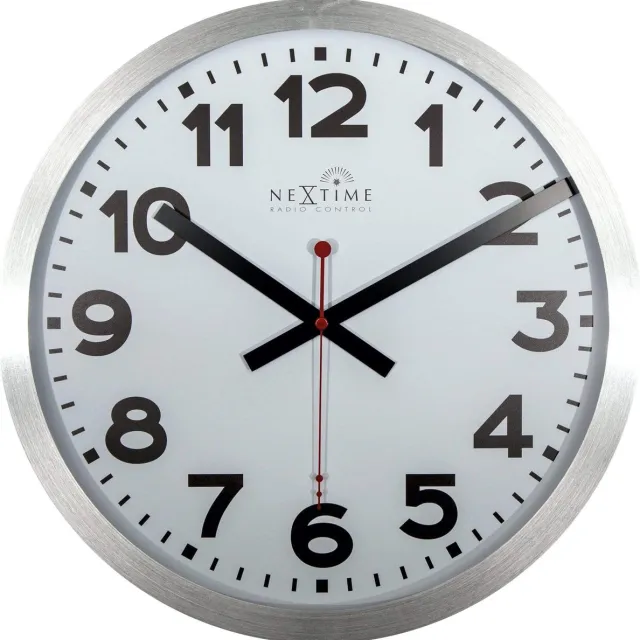 NeXtime Station Radio Controlled (DCF) – Wandklok – 35 cm – Aluminium – Wit