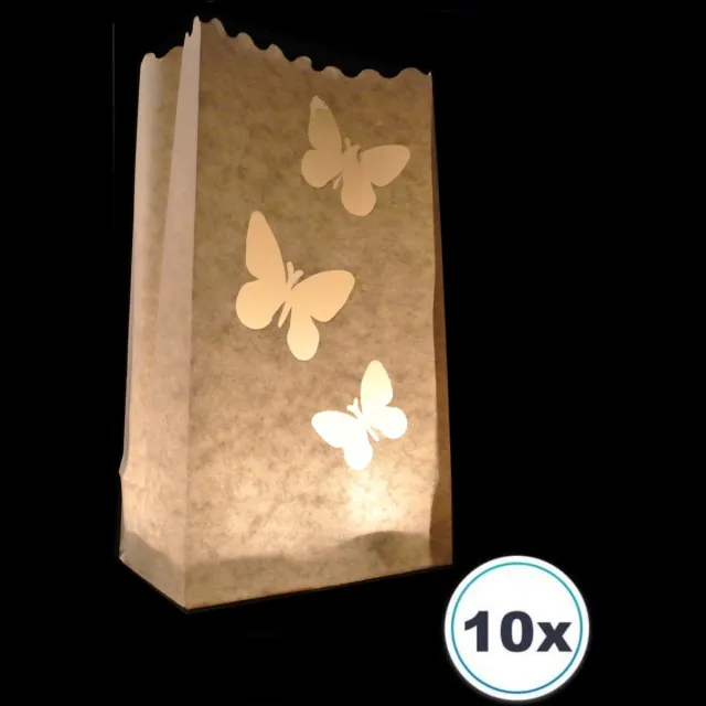 Volanterna 10 x Candlebag grote vlinders butterfly lichtzak, candlebag, candle bags, theelicht, Volanterna® wit