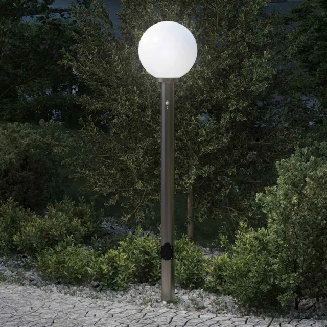 vidaXL Bolderarmatuur met sensor en stopcontact 120 cm roestvrij staal IP44 Zilver