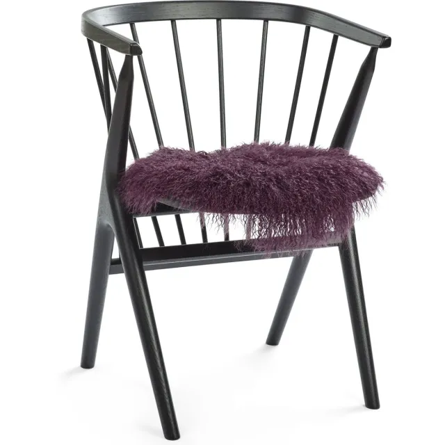 Sheepskin House Curly Schapenvacht Stoel Cover - D38 cm aubergine