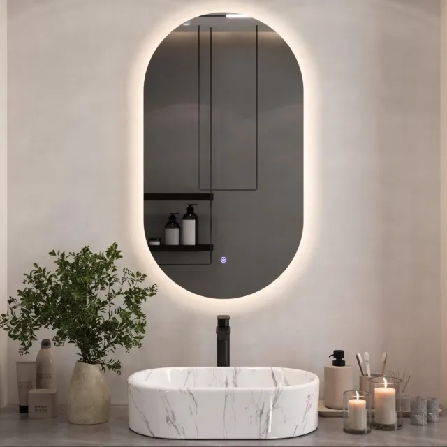 Planetmöbel LED Spiegel 50x90 cm Ovaal Frameloos Touch transparant