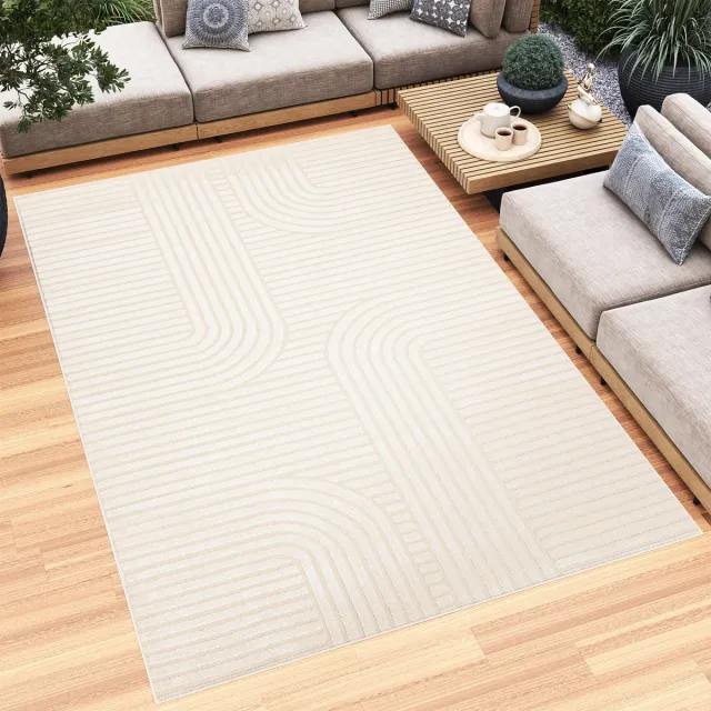 Tapiso Patio Vloerkleed Tuintapijt Outdoor Creme Buitenkleed Modern Maat- 300x400 Creme 2