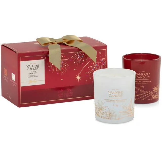 Yankee Candle geurkaars giftset medium (set van 2) - rood/wit