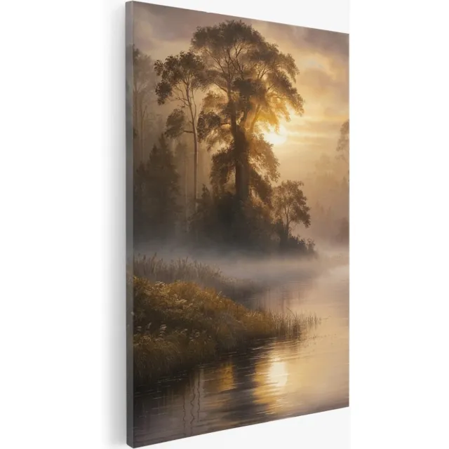 Saammp Canvas Schilderij - Zonnig landschap - Abstract - Natuur - 30x45 - Foto op canvas - Wanddecoratie - Muurdecoratie Woonkamer - Slaapkamer decoratie - Canvas Print Multicolor