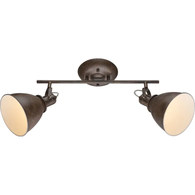 Globo Plafondspot met 2 lampen, woonkamerlamp, plafondlamp in roestkleur, L 45 cm Bruin