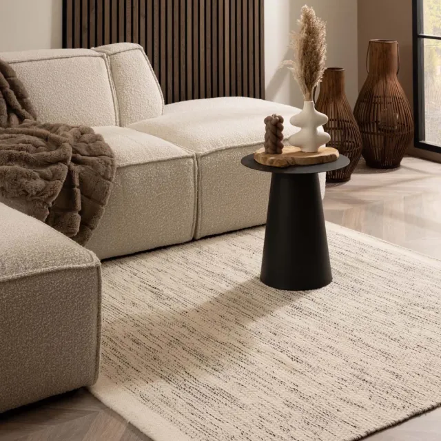 Nordic Weavers Wollen vloerkleed vierkant - Ulstein wit/zwart 250x250