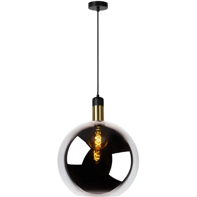 Lucide JULIUS - Hanglamp - Ø 40 cm - 1xE27 - Fumé Fumé, Mat Goud / Messing