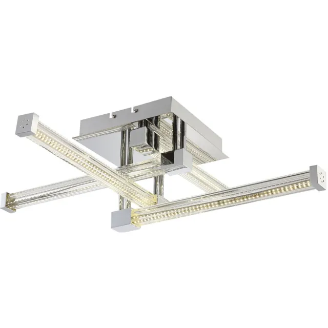 Globo Lighting Plafondlamp helder glas woonkamer design lamp chroom, LED 25,6W 2918Lm neutraal wit, LxBxH 69,2x69,2x18,9 cm zilver