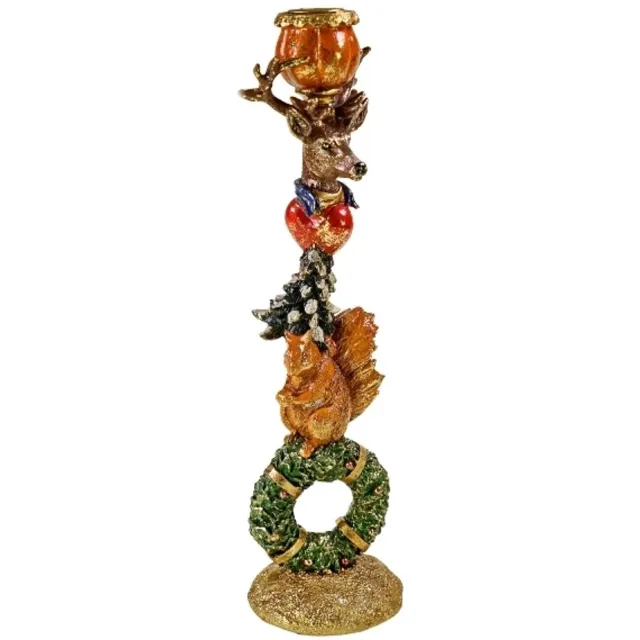 Werns Kandelaar eekhoorn op krans 9x9x32,5cm Multicolor