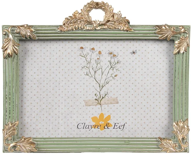 Clayre & Eef Fotolijst 10x15 cm Groen Polyresin