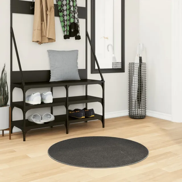 vidaXL Vloerkleed IZA laagpolig Scandinavisch Ø 80 cm antraciet, foto 2